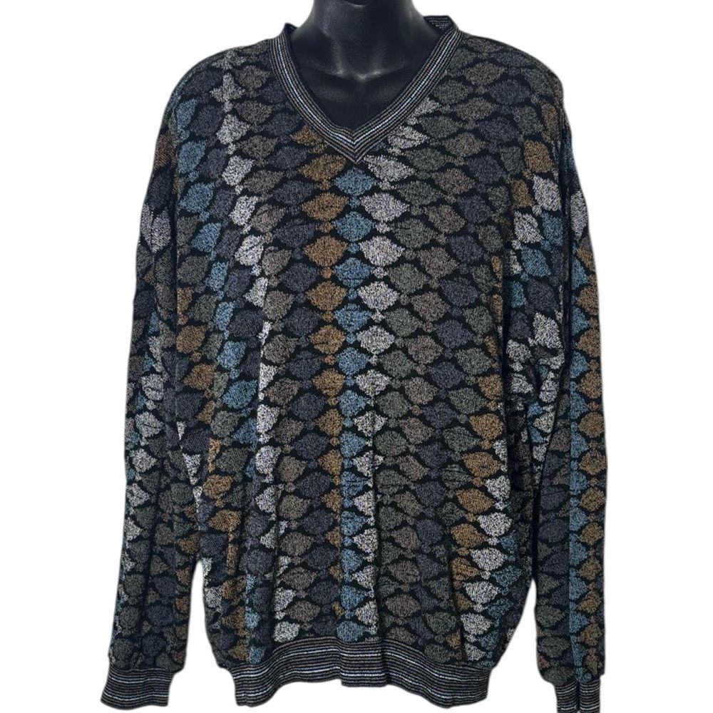 Vintage tundra‎ Canada men’s large v neck knit patterned retro old school